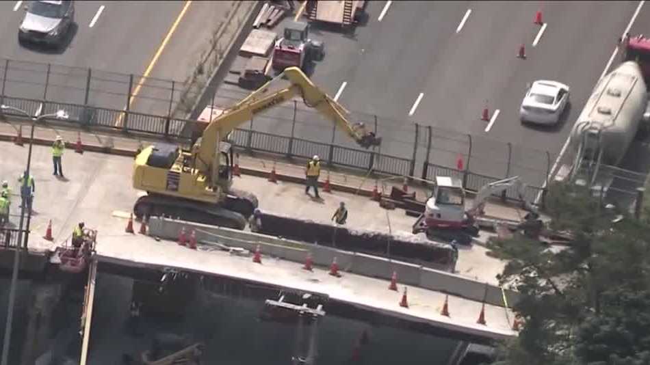 Repair work continues on overpass after bridge strike in Medford