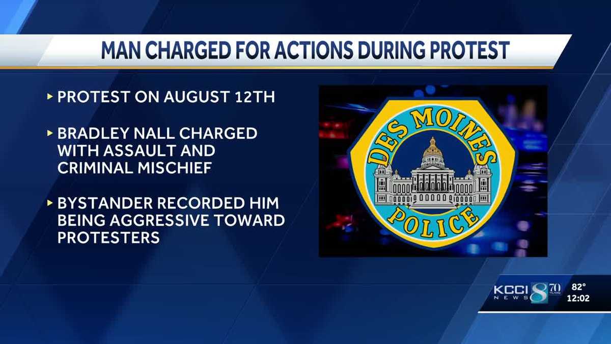 Des Moines man charged w assault for attacking protest group