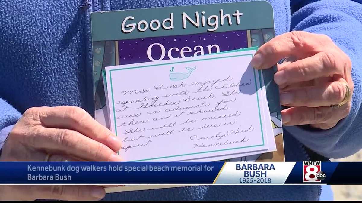 Kennebunk dog walkers hold special beach memorial for Barbara Bush