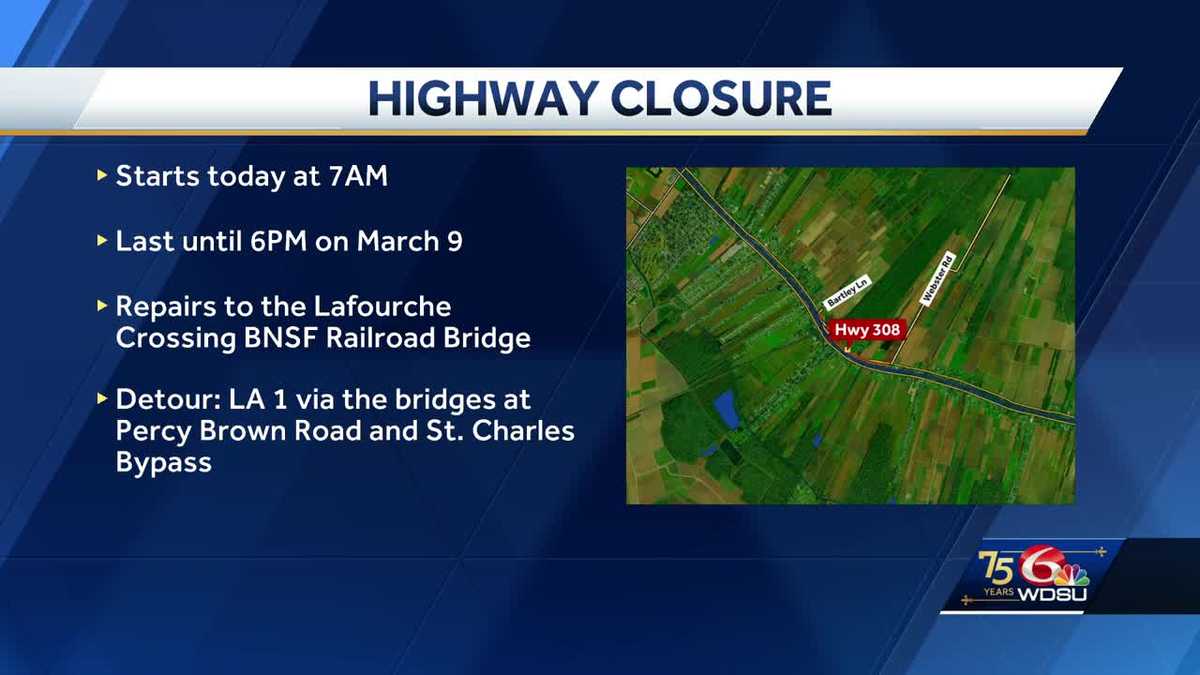 Louisiana DOTD announces Lafourche Parish highway closure