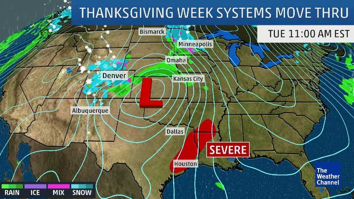 Storm systems could spell travel troubles for Thanksgiving