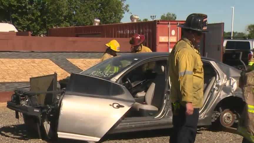 Kid campers learning fire fighting and first responder skills