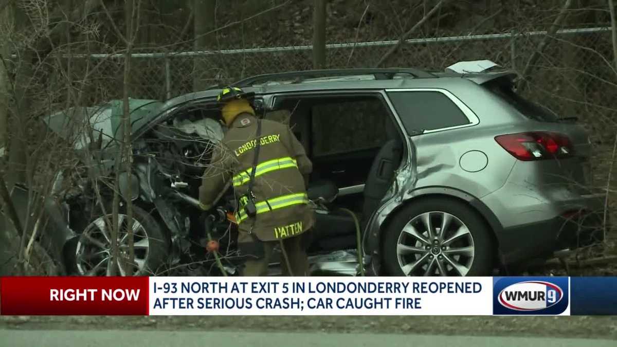 1 seriously hurt in fiery crash on Interstate 93