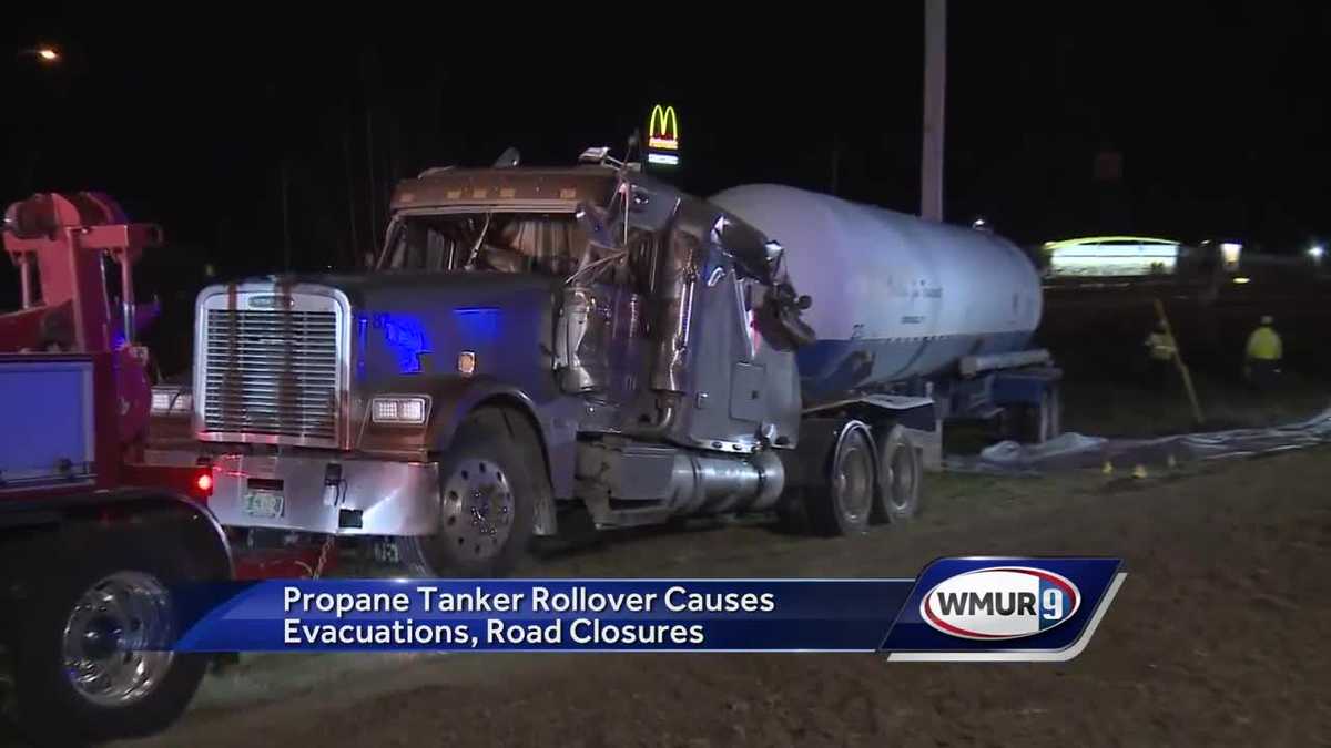 Propane tanker rollover causes evacuations, road closures