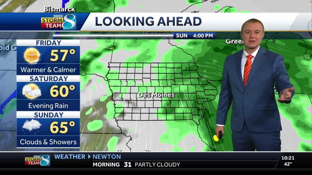 Breezy and cooler in Des Moines today with weekend rain chances