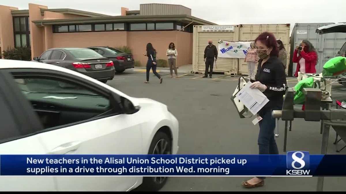 Alisal teachers pick up school supplies in drive-thru