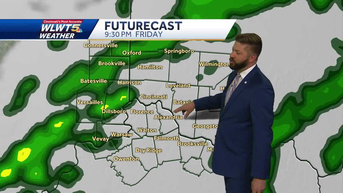 Scattered showers move through today
