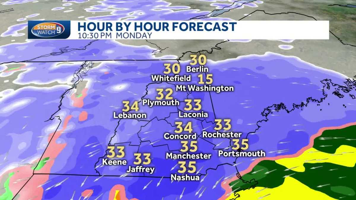 Hourbyhour forecast Wet snow to accumulate in New Hampshire