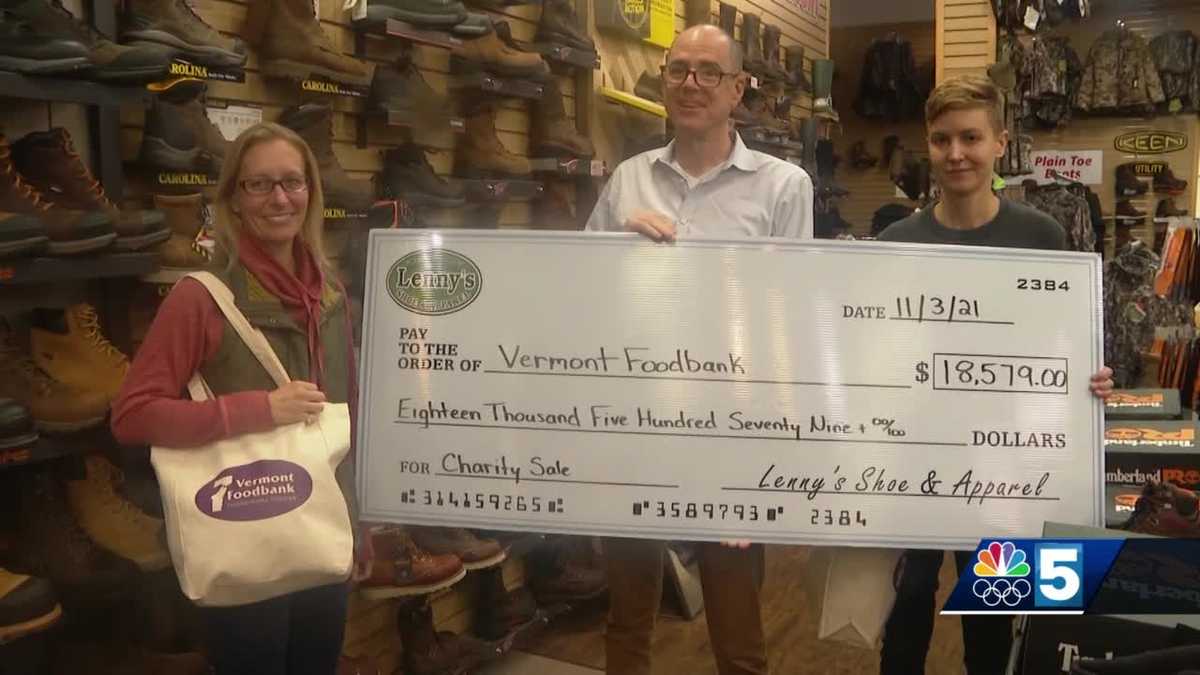 Lenny's Shoe & Apparel customers give to Vermont Foodbank, Plattsburgh
