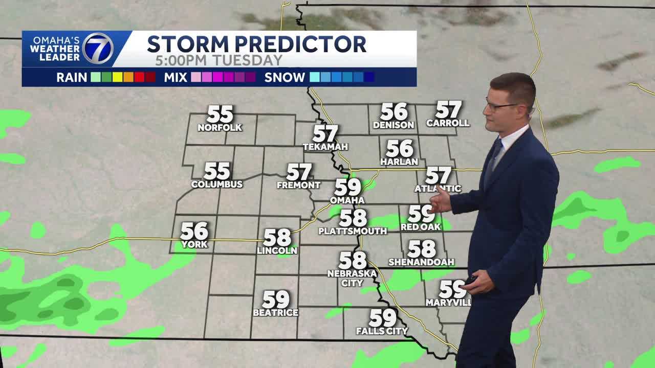 Much cooler Tuesday, staying cloudy in Omaha area