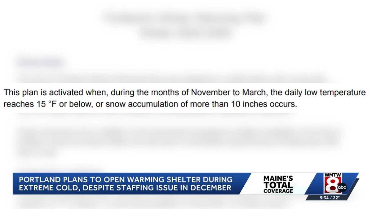 Portland emergency warming shelter to open this weekend after staffing shortage around holidays