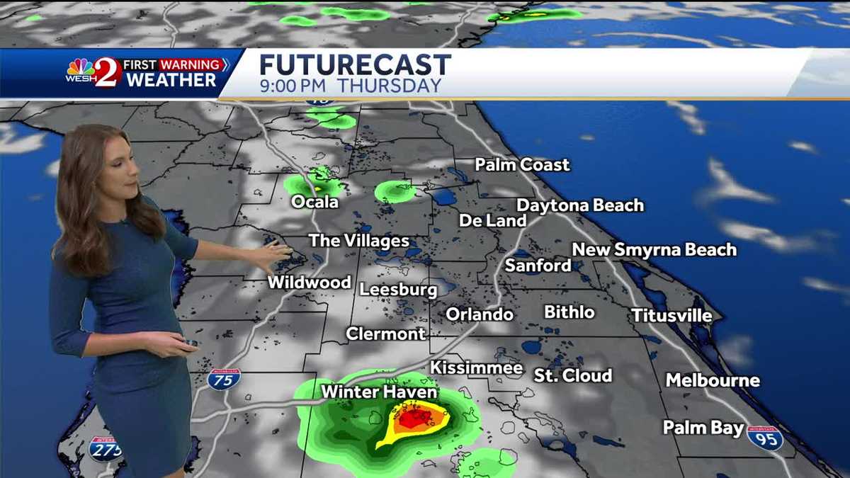 Sunshine and temps in the low 90s with clouds and rain building