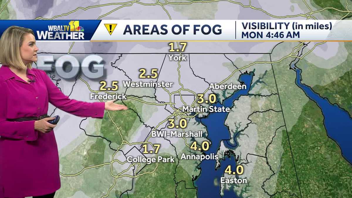 Wet start to week Monday with early fog, scattered showers