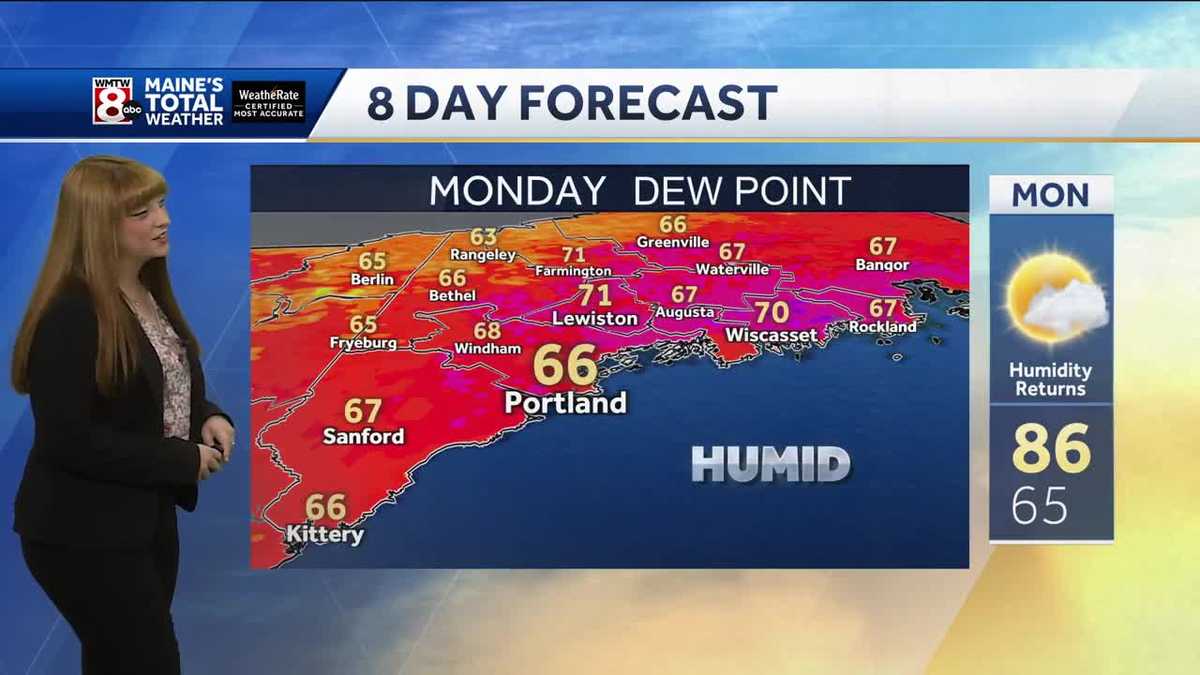 Mild evening with heat and humidity increasing across Maine