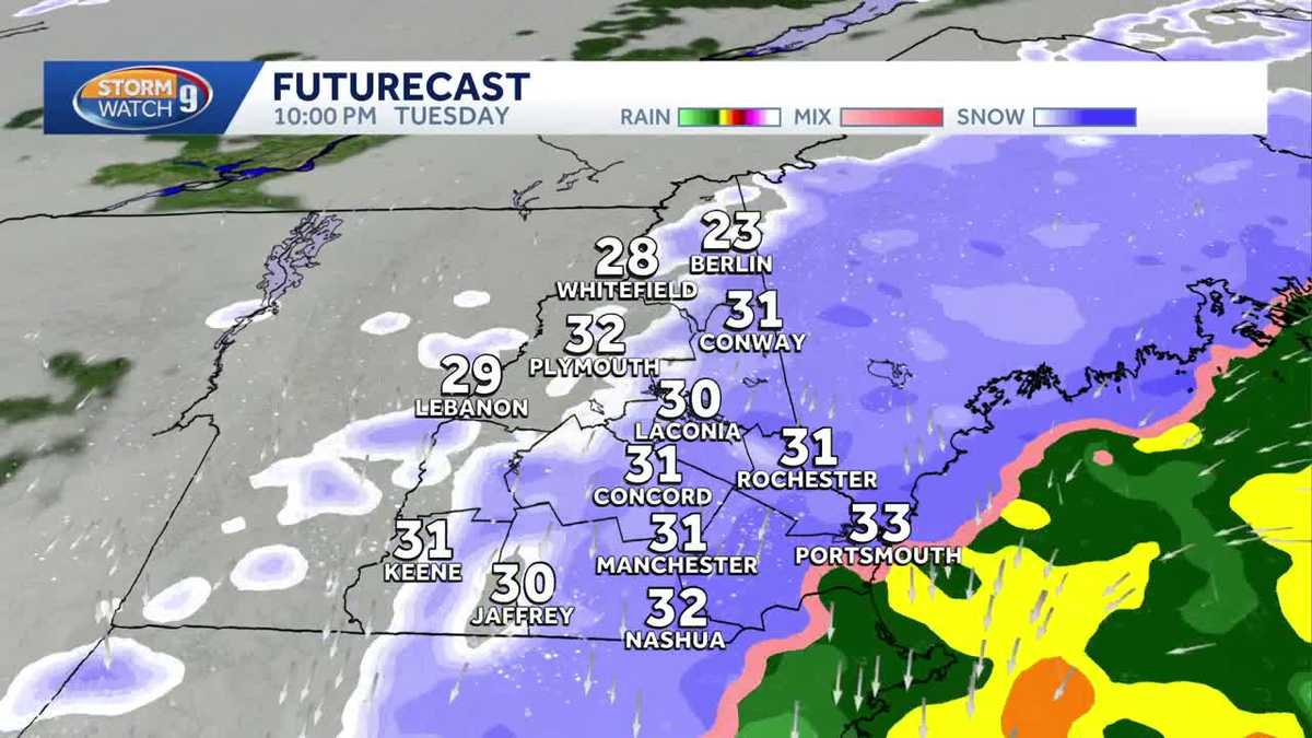 Video: Several inches of snow expected for most of New Hampshire on Tuesday