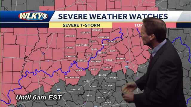 Tornado watch issued for Louisville area until Wednesday morning