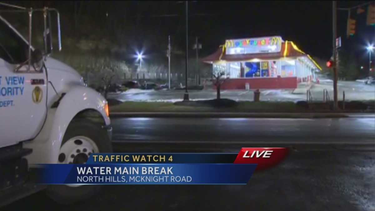 Water main breaks on McKnight Road