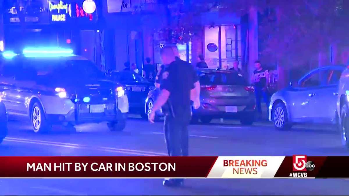 Pedestrian struck by car in Boston