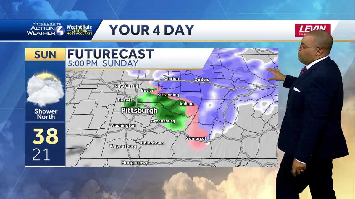 Flurry or sprinkle north of Pittsburgh Sunday