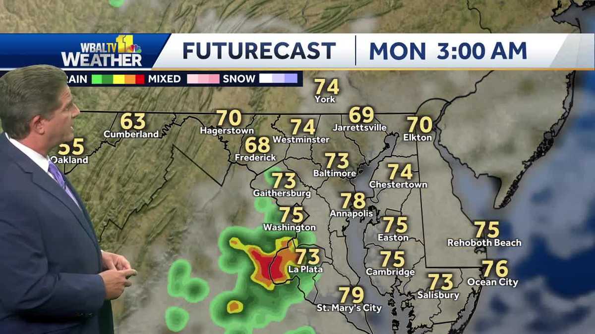 Chance of storms on Monday before the heat returns
