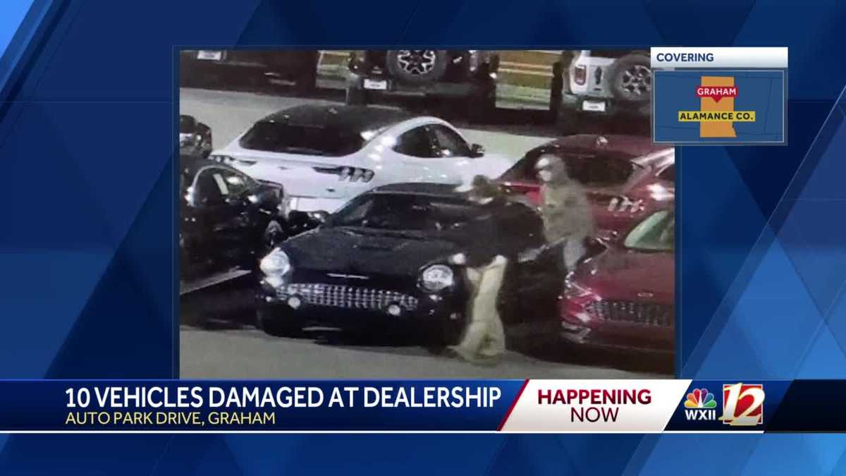 Graham Police 10 vehicles vandalized at car dealership