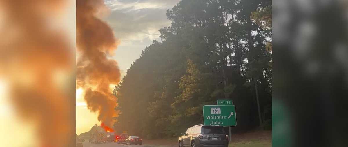 A semi-truck caught fire after crashing on major Upstate highway, SCDOT reports – WYFF4 Greenville