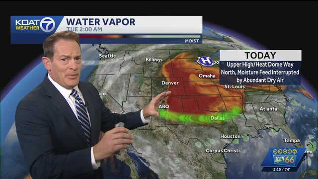 Better chance of monsoon storms coming this afternoon with temperatures taking another step down for us