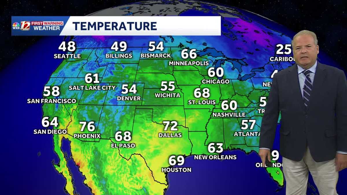 Warm Weekend in North Carolina. Cooler and Rain Chance next week