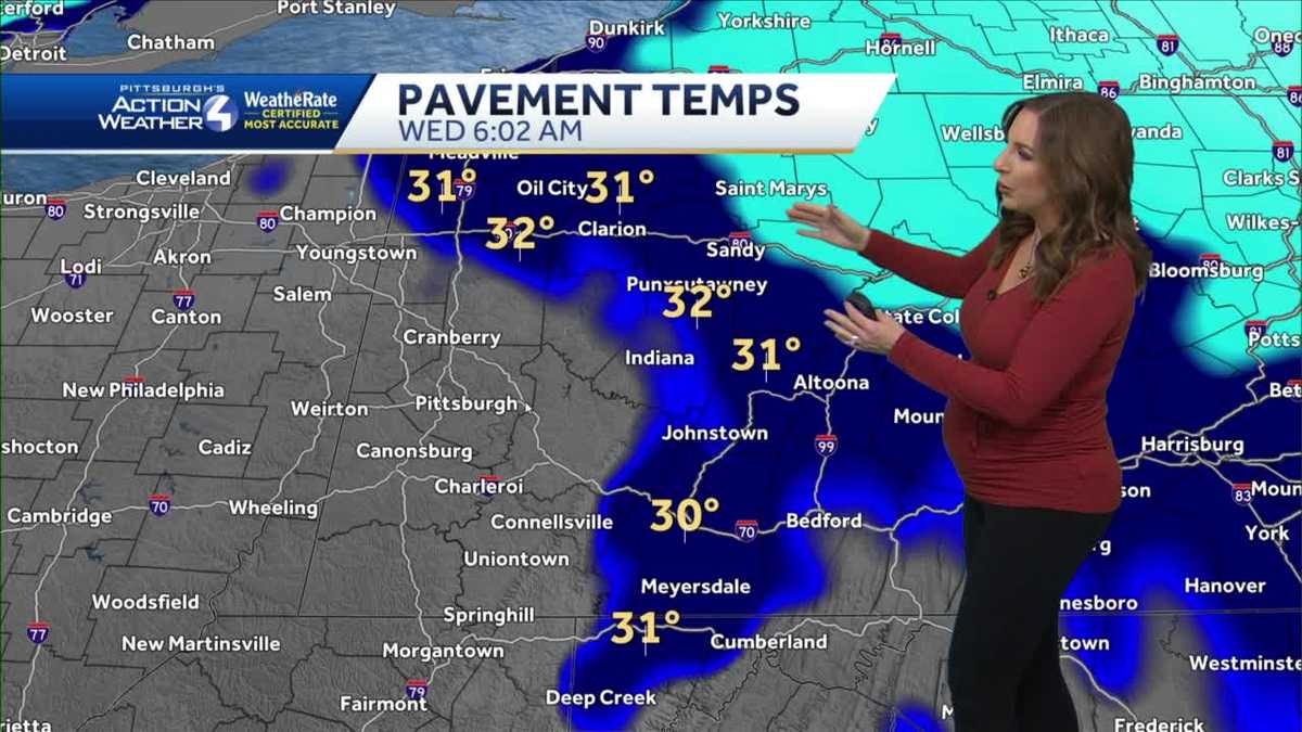 Wintry mix leads to school delays in the Pittsburgh area on Wednesday morning