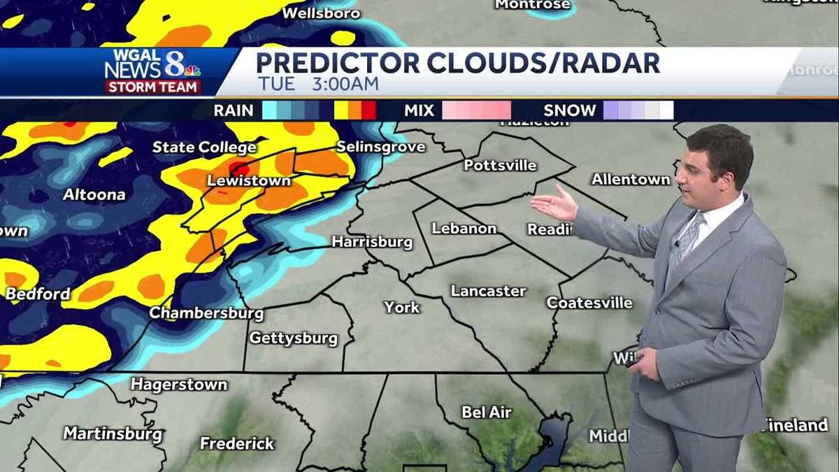 Monday night shower & breezy Tuesday, rainy Thanksgiving in PA