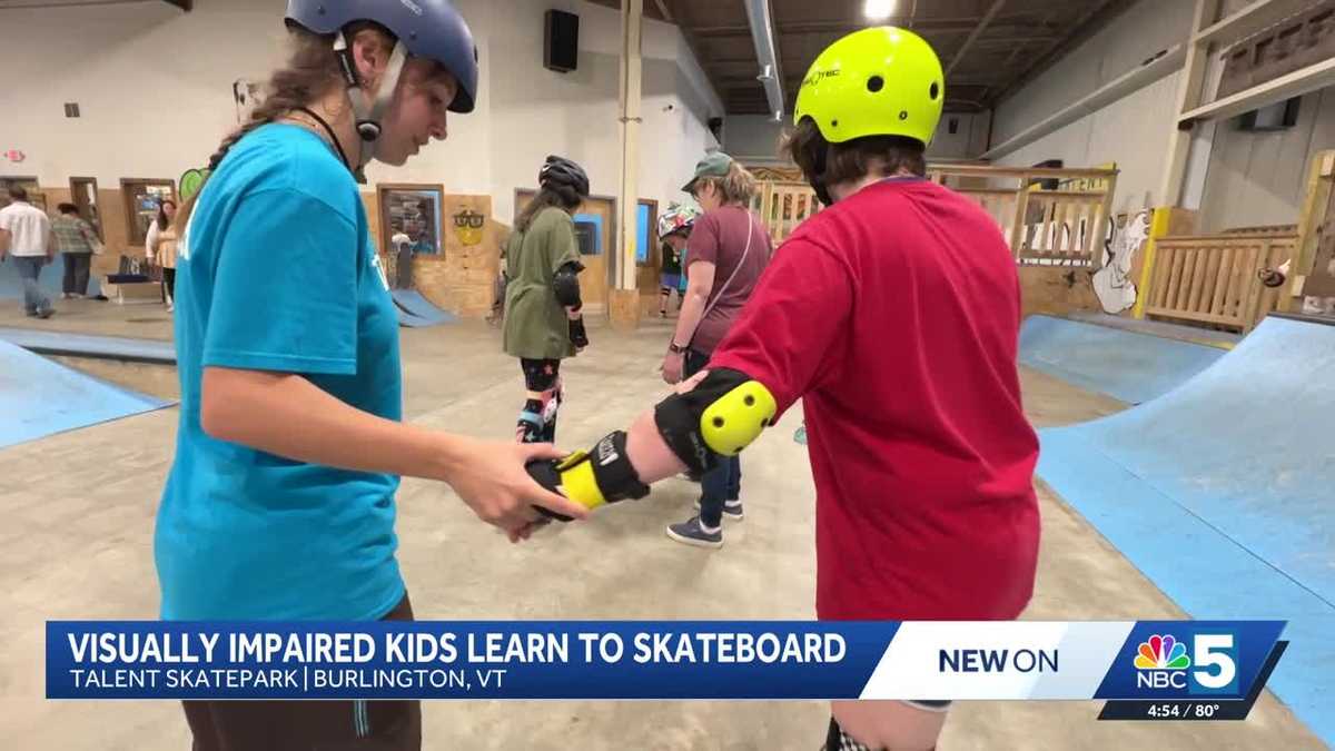 Blind and visually impaired Vermont kids step outside of their comfort zones learning to skateboard