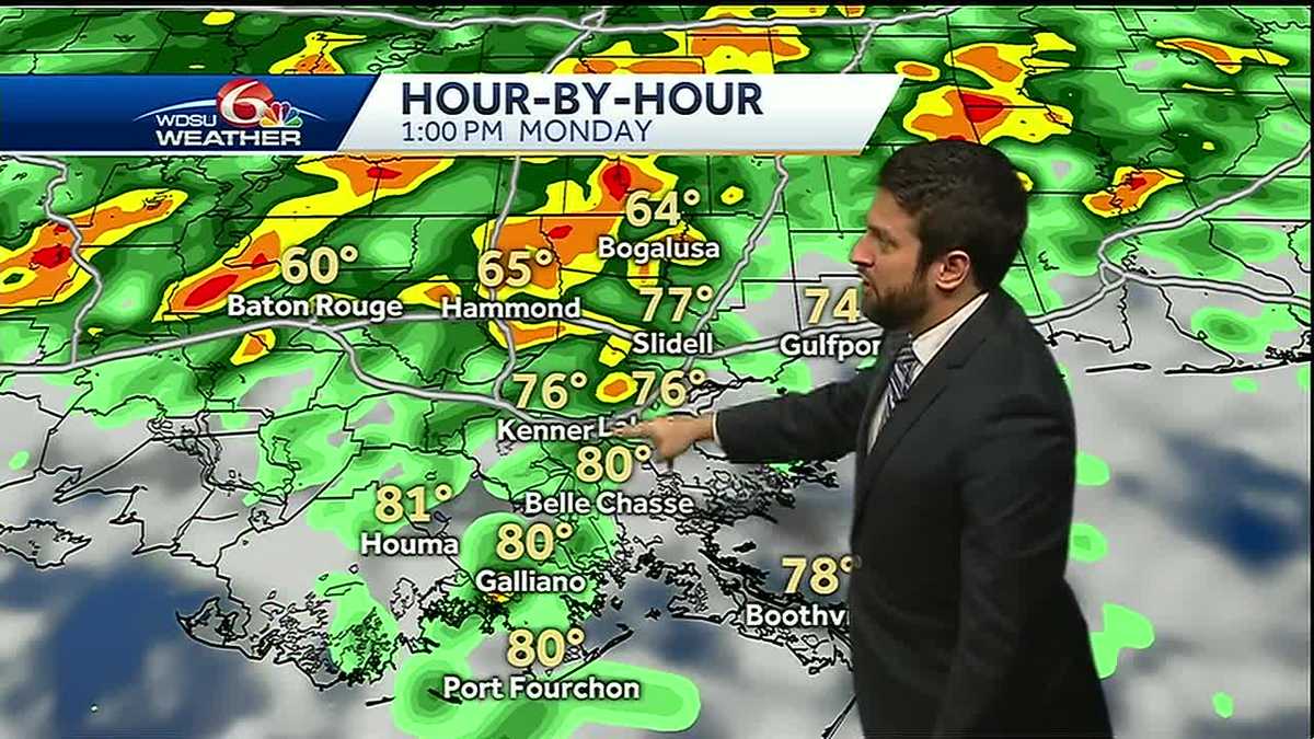 Chilly Sunday with isolated showers; storms on Monday