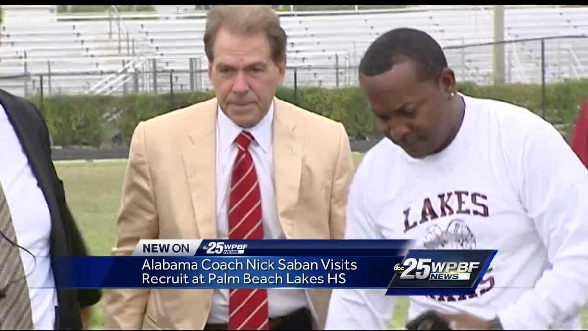 Alabama Coach Nick Saban visits local high school