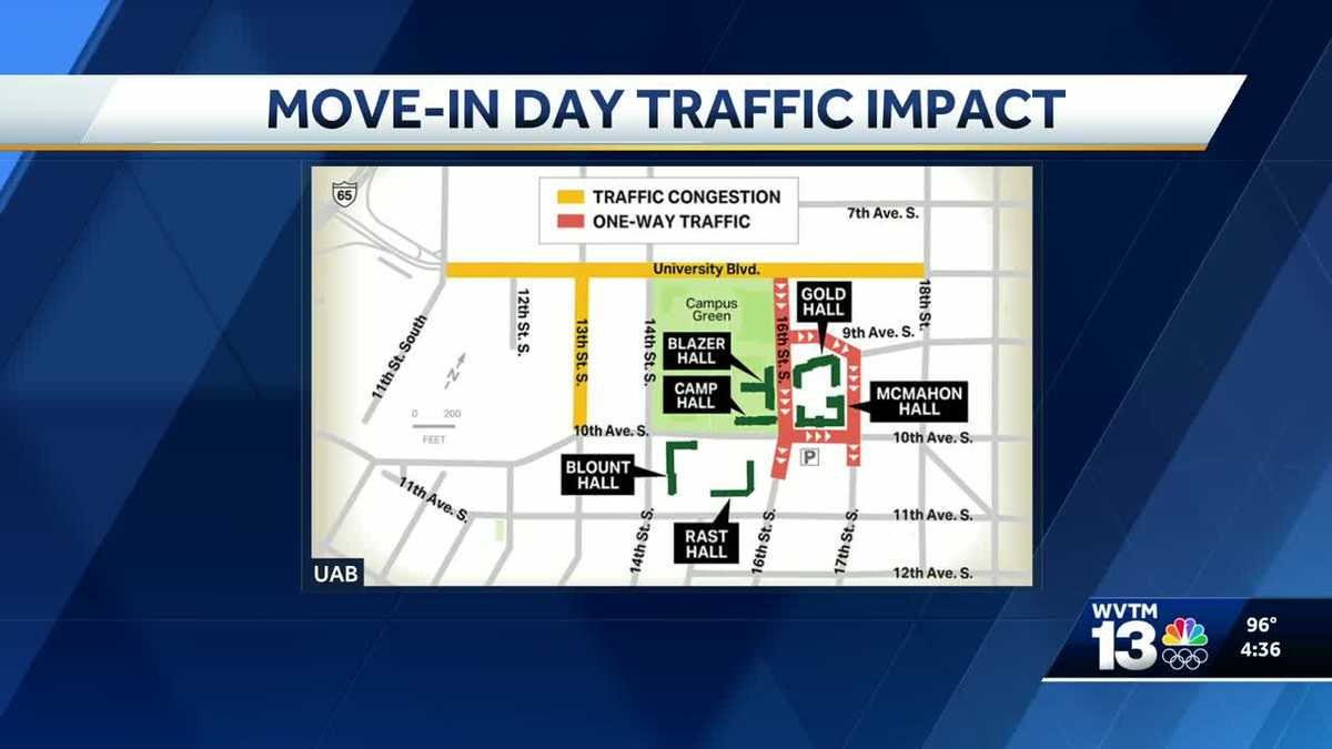 Traffic slowdowns expected during UAB students' move-in days