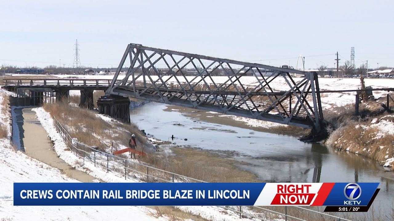 Fire destroys rail bridge in west Lincoln, crews still monitoring site