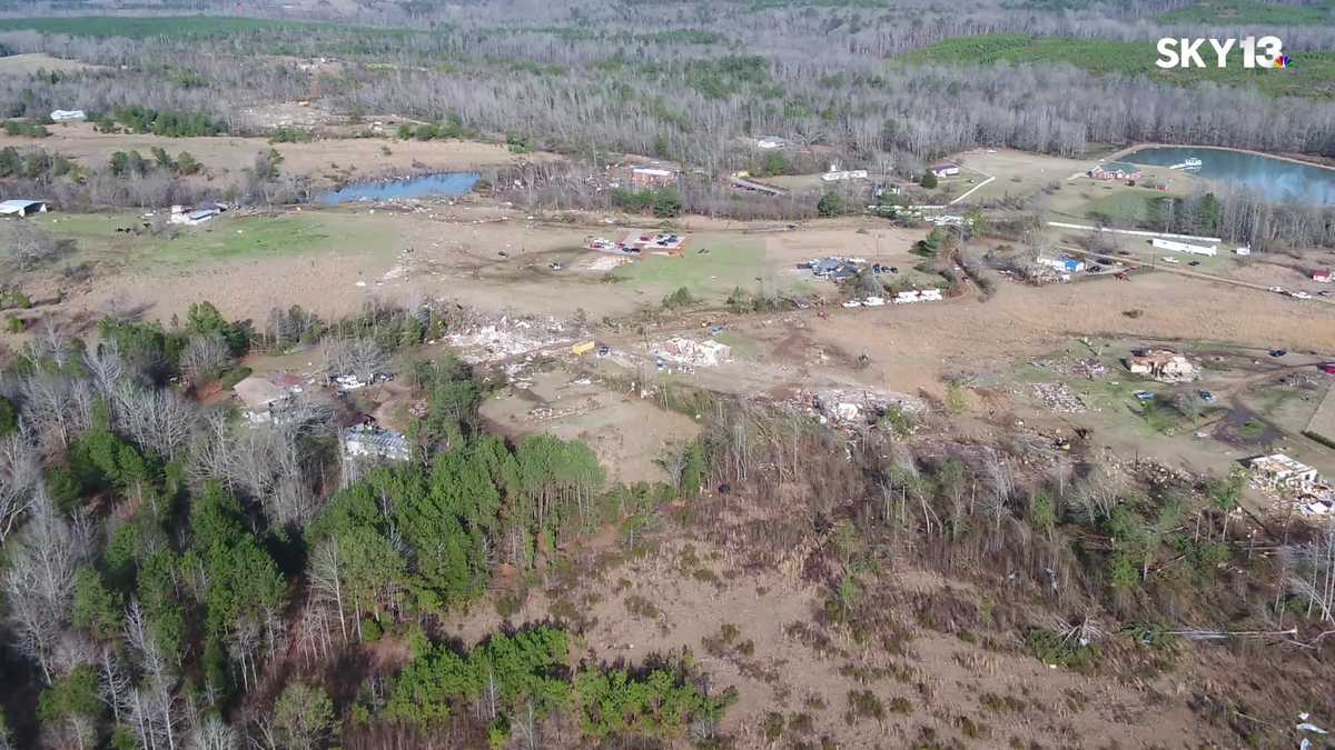 SKY 13 drone captures devastating EF-2 tornado damage in Pickens County