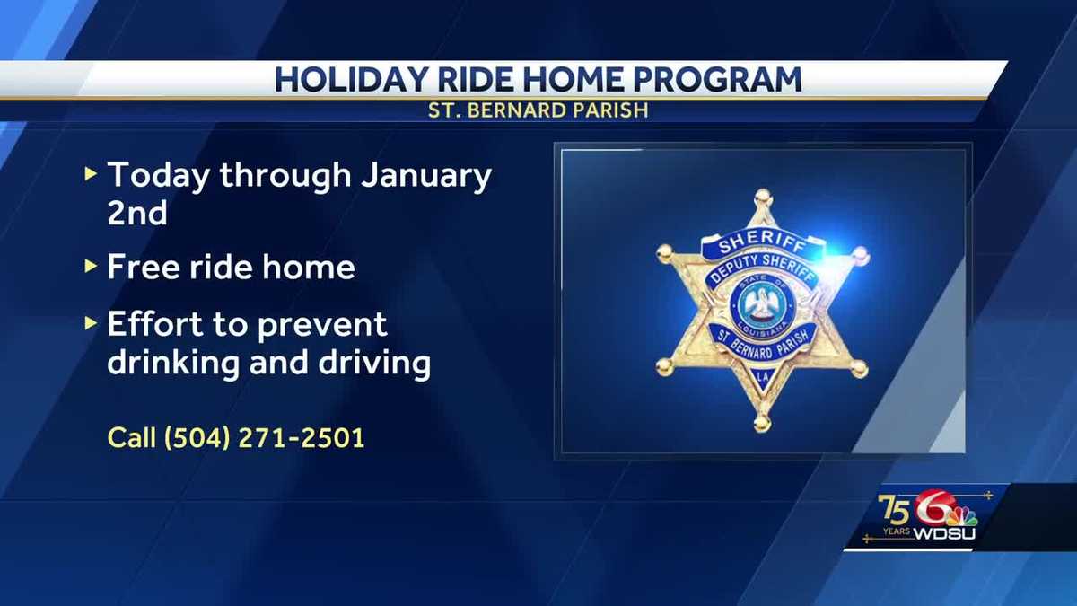 Free ride home program offered by St. Bernard Parish Sheriff's Office