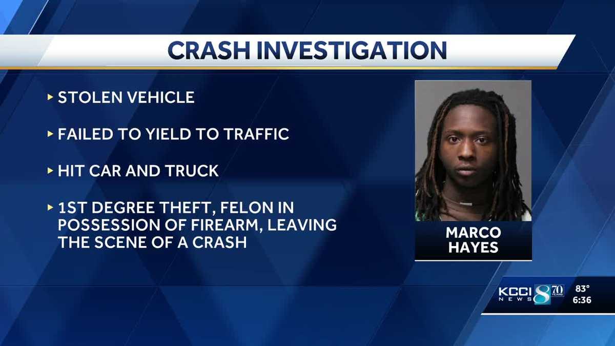 Des Moines police arrest driver of stolen car after three vehicle crash