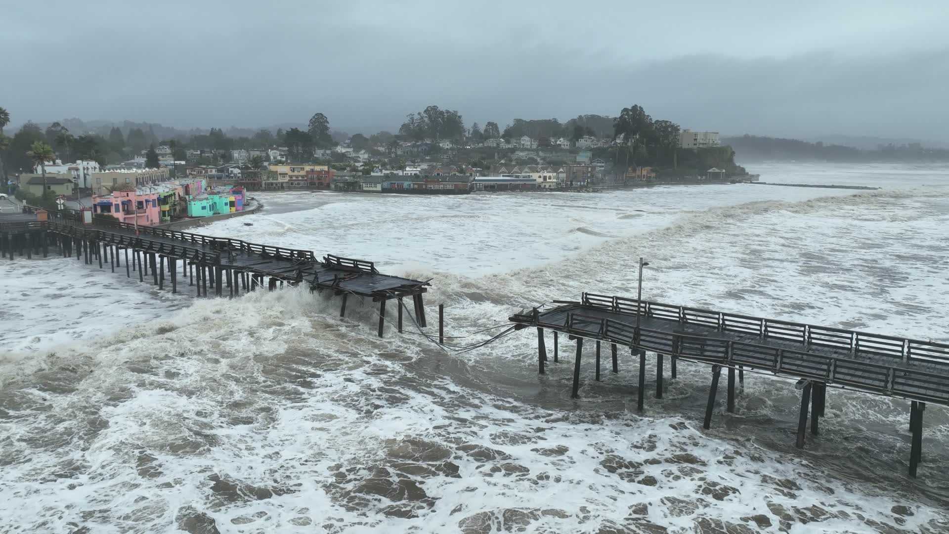 Watch Drone video shows the destruction of Capitola Wharf