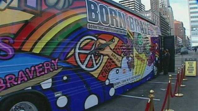 Lady Gaga brings 'Brave Bus,' message of support