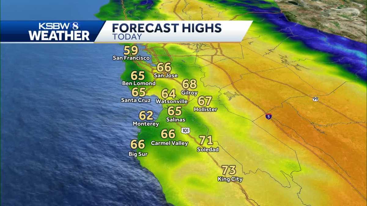 Clouds return to the Central Coast following a warm weekend