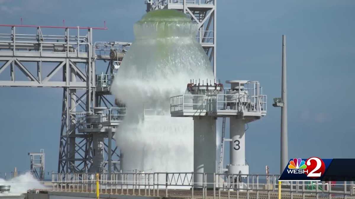 New launch tower installed at Kennedy Space Center for NASA SLS rocket