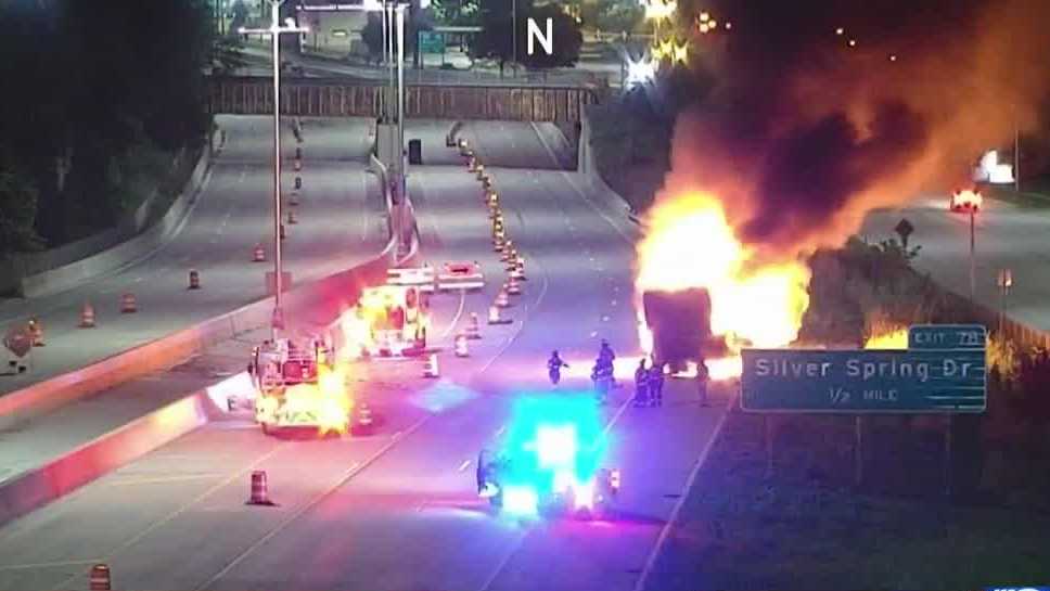 Semitruck fire shuts down northbound lanes of I-43 in Milwaukee