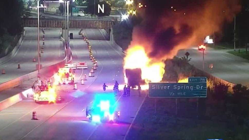 Semitruck fire shuts down northbound lanes of I-43 in Milwaukee