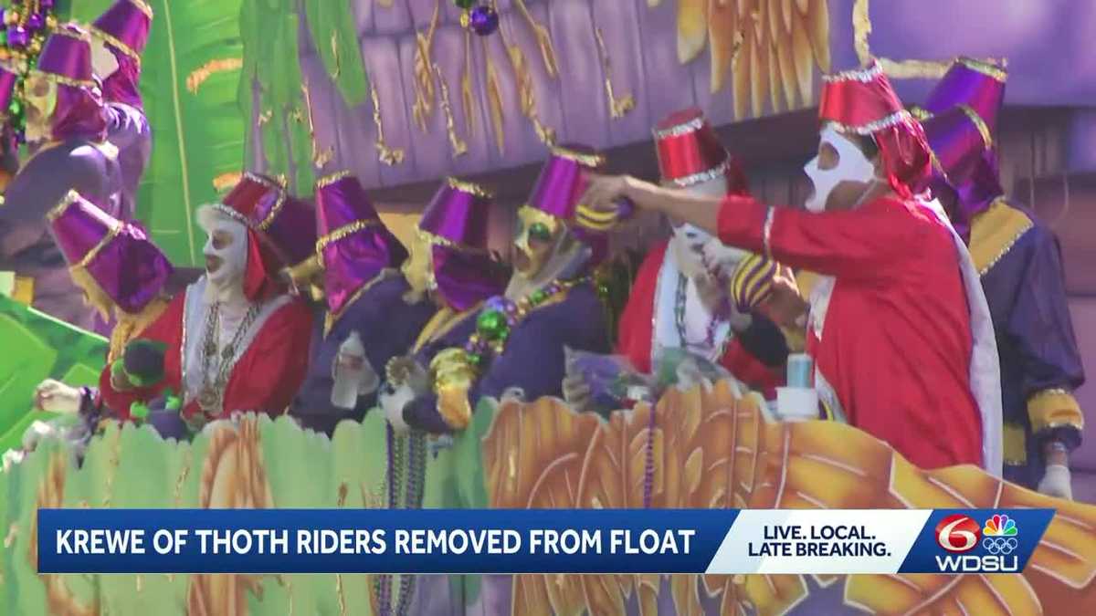 Krewe of Thoth riders kicked off float - WDSU