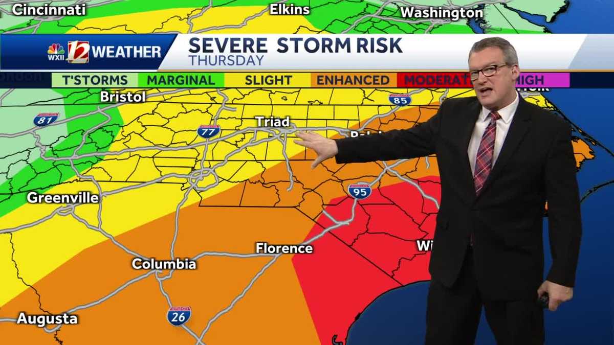 NC Weather: Severe storm risk Thursday across North Carolina