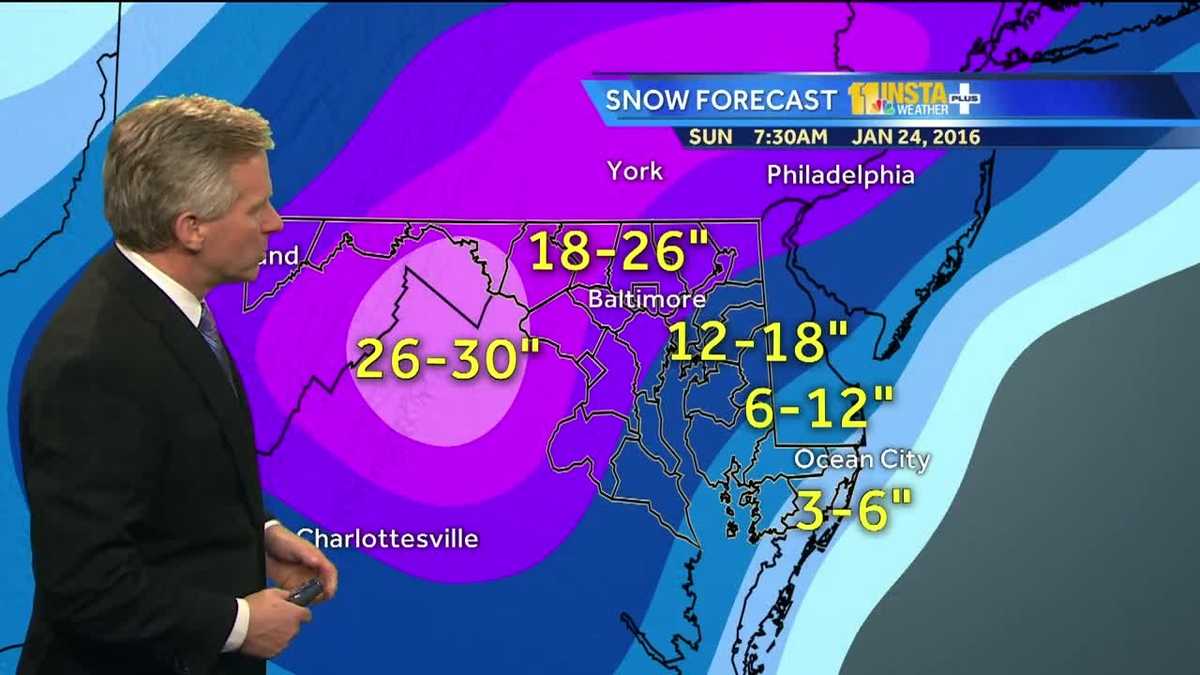 1 pm update - Heaviest snow bands hit Maryland hard