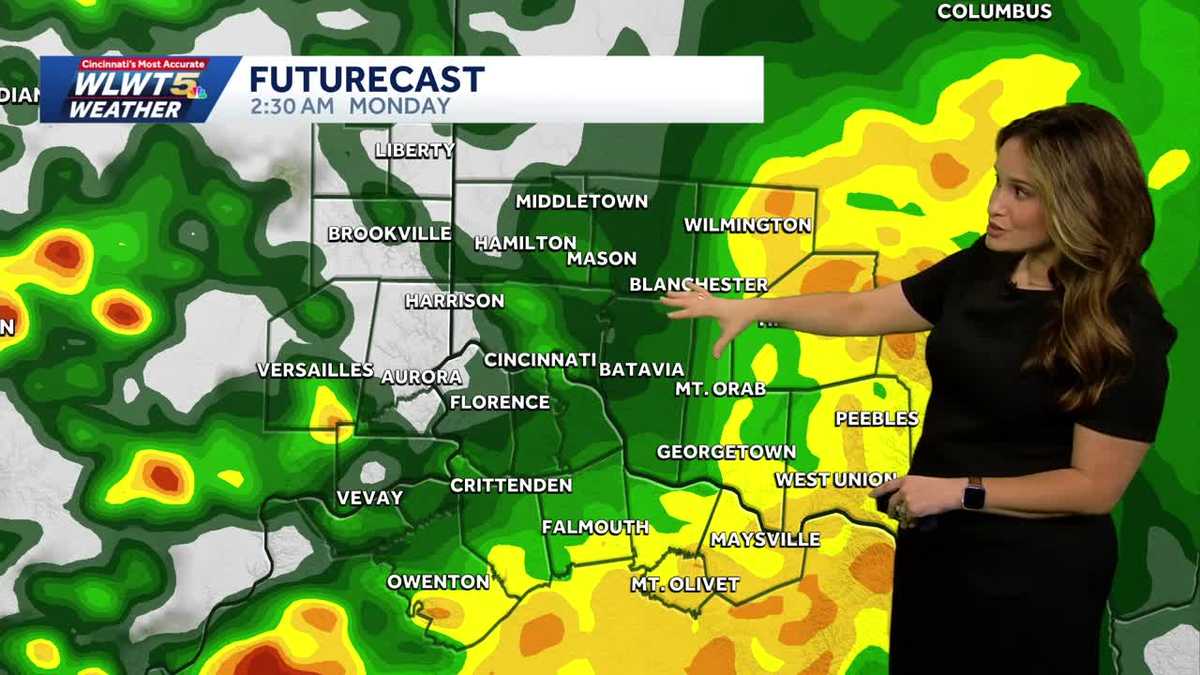 Rain lingers into early Monday morning for Cincinnati