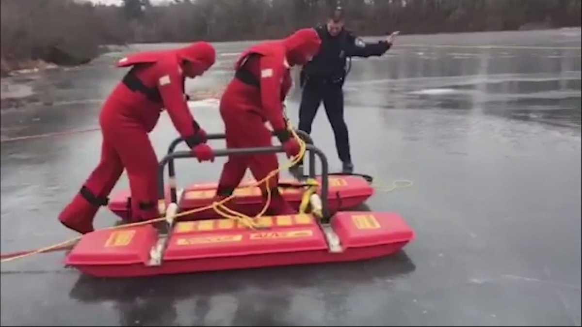 Man rescued after falling through ice on pond
