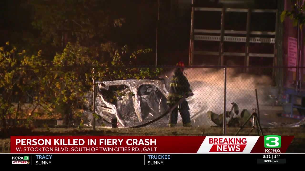 Driver killed in fiery crash in Galt